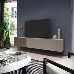 Mobile porta tv sospeso 180x32h cm tortora e rovere millennium cannettato con 3 ante - Zelma