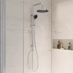 Colonna doccia cromata con soffione doccia e doccino multigetto regolabile