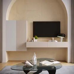 Parete attrezzata sospesa 240 cm cashmere opaco e bianco cannettato - Judith