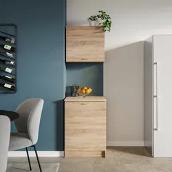 Set base e pensile 60 cm rovere sonoma e top beige con 2 ante - Sorbona