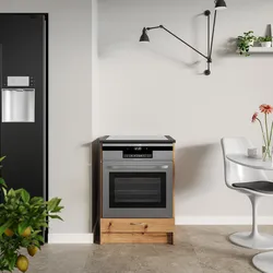 Base per forno 60 cm rovere rustico e top nero con anta - Sorbona