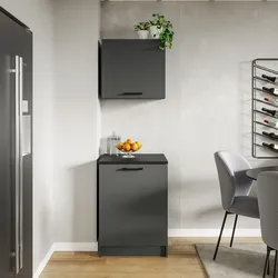 Set base e pensile 60 cm grafite e top nero con 2 ante - Mafalda