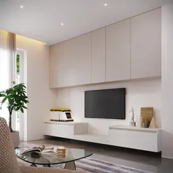 Parete attrezzata 320 cm cashmere opaco e rovere bianco con cassetti e ante push pull - Judith