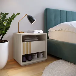 Comodino 45x46h cm cashmere e rovere albini cannettato con 1 cassetto - Shane