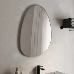 Specchio bagno irregolare 55x75h cm reversibile con cornice in alluminio argento - Stitch