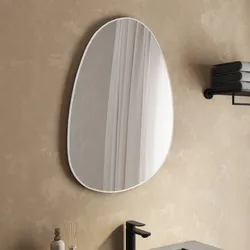 Specchio bagno irregolare 55x75h cm reversibile con cornice in alluminio bianco opaco - Stitch