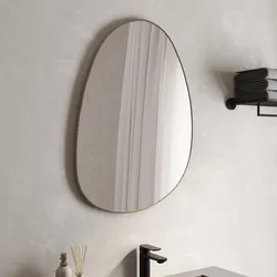 Specchio bagno irregolare 55x75h cm reversibile con cornice in alluminio champagne - Stitch