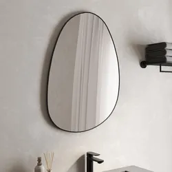 Specchio bagno irregolare 55x75h cm reversibile con cornice in alluminio nero - Stitch