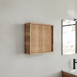 Pensile 45 cm con anta reversibile rovere acero cannettato - Konai