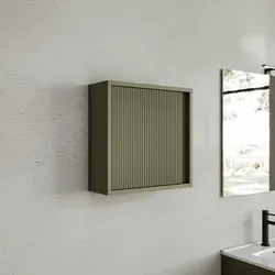 Pensile 45 cm con anta reversibile verde nordico cannettato - Konai
