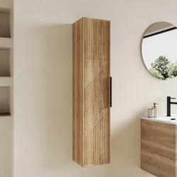 Colonna bagno sospesa 25x120 h cm cannettato reversibile rovere acero - Mida
