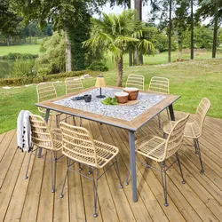 Tavolo da giardino 153x153 cm top in ceramica e acciaio antracite - Faenza