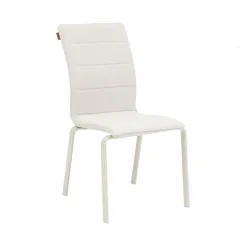 Sedia impilabile in alluminio crema e textilene imbottito crema - Adak