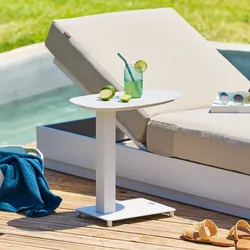 Tavolino da giardino 50x30 cm con ruote in alluminio crema - Bolivia