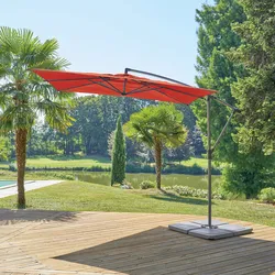 Ombrellone palo laterale 2,5x2,5 m con telo arancione - Cannes
