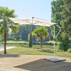 Ombrellone palo laterale 2,5x2,5 m con telo crema - Cannes