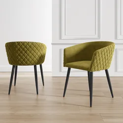 Set 2 poltrone in velluto verde oliva struttura in metallo nero - Jannet