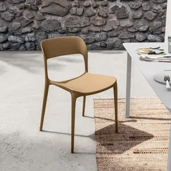 Sedia da esterno impilabile in polipropilene cappuccino - Sirena
