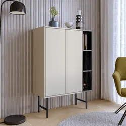 Mobile contenitore 90x130h cm cashmere e nero effetto legno - Elthon