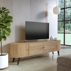 Mobile porta tv 180x52h cm rovere cannettato con ante - Greer