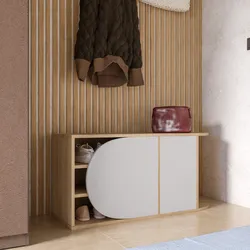 Scarpiera 104x50h cm bianco e rovere con ante - Hamish