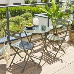 Tavolo pieghevole da esterno rotondo 60 cm in acciaio verde scuro - Atelier