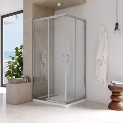 Box doccia angolare 100x80 cm doppio scorrevole con vetro 4mm trasparente e profilo cromo 190h - Ezo
