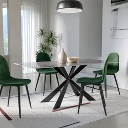 Tavolo da pranzo 180x90 cm top in ceramica grigio effetto cloud e gambe in acciaio nero - Flabi