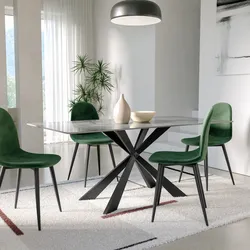 Tavolo da pranzo 180x90 cm top in ceramica antracite effetto plumbo e gambe in acciaio nero - Flabi