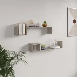 Set 2 mensole decorative 90x18 cm in legno cashmere - Tetris