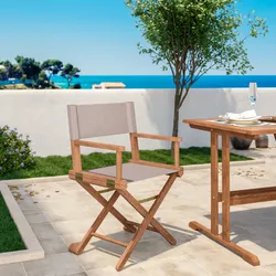 Sedia regista pieghevole in legno di acacia e telo tortora - Paja