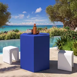 Tavolo da esterno esagonale 90 cm in polietilene blu - Gally