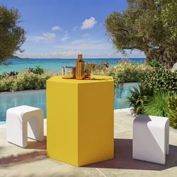 Tavolo da esterno esagonale 90 cm in polietilene giallo - Gally