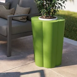 Portavaso da esterno rotondo 50 cm a forma di fiore in polietilene verde kiwi - Kanvas