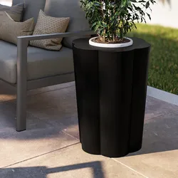 Portavaso da esterno rotondo 50 cm a forma di fiore in polietilene grafite - Kanvas