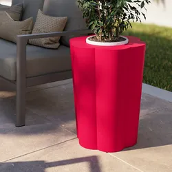 Portavaso da esterno rotondo 50 cm a forma di fiore in polietilene rosso fragola - Kanvas