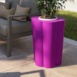 Portavaso da esterno rotondo 50 cm a forma di fiore in polietilene viola - Kanvas