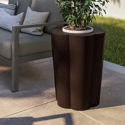 Portavaso da esterno rotondo 50 cm a forma di fiore in polietilene bronzo - Kanvas