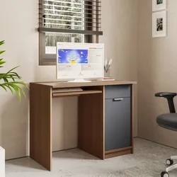 Scrivania 100x50 cm in legno antracite e rovere con 1 anta e 1 cassetto - Aubin