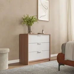 Cassettiera 71x69h cm bianco e rovere con 3 cassetti - Aubin
