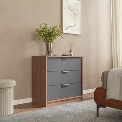 Cassettiera 71x69h cm antracite e rovere con 3 cassetti - Aubin