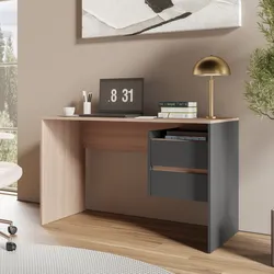 Scrivania 120x52 cm legno effetto rovere e antracite con 2 cassetti - Pretty