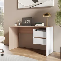 Scrivania 120x52 cm legno effetto rovere e bianco con 2 cassetti - Pretty