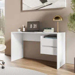 Scrivania 120x52 cm legno bianco con 2 cassetti - Pretty