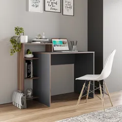 Scrivania 110x50 cm legno grigio e noce con libreria - Pretty
