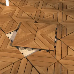 Pavimento ad incastro da esterno 30x30 cm in legno disegno spina di pesce - Risalto