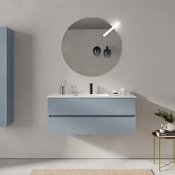 Mobile bagno sospeso 120 cm carta da zucchero con 2 cassetti e lavabo con specchio - Cuki