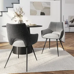 Set 2 poltrone in tessuto grigio e antracite con gambe nere - Talia
