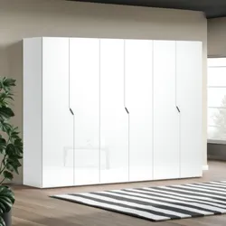 Armadio battente 300x223h cm 6 ante con soft close bianco lucido - Airole