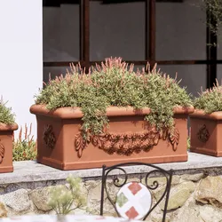 Vaso da esterno 100x50 cm festonato tutta capienza in polietilene terracotta - Fester